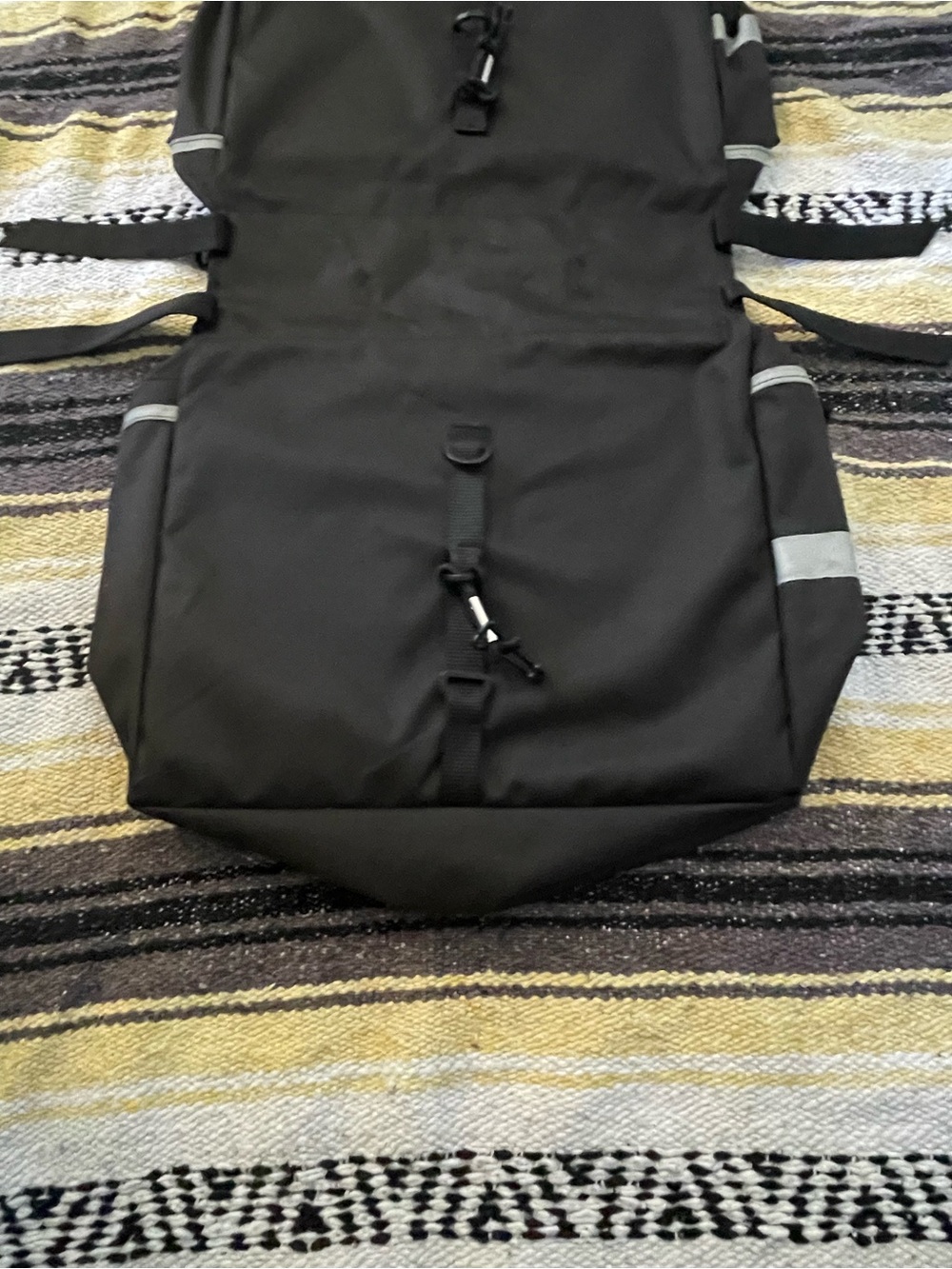 Avenir Rear Double Pannier Set Black Nylon Reflective Bicycle Bike Rack Bag 40L - Picture 8 of 10